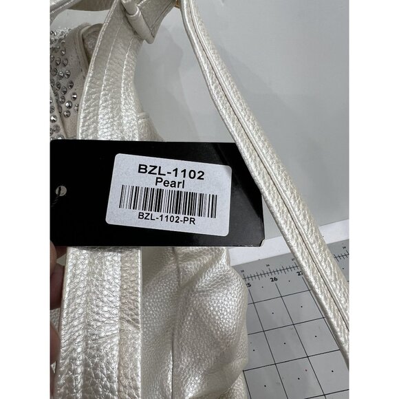 Rhinestone Accent Fashion Backpack Pearl BZL-1102 Handbag Express NEW Leather - Picture 4 of 8